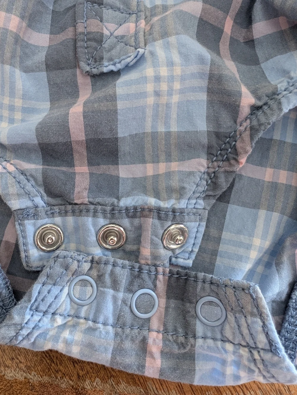 OshKosh B'gosh Blue Plaid Collared Cotton Bodysuit. Size 18 Month